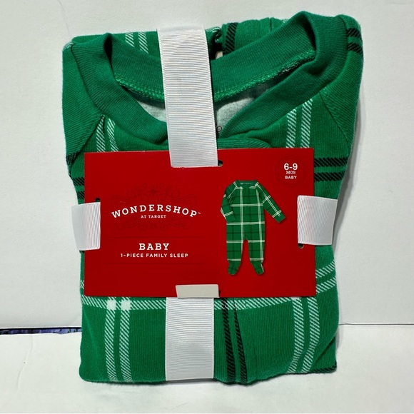 Baby Wondershop Green Plaid Family Matching Footed Pajamas - Picture 3 of 5